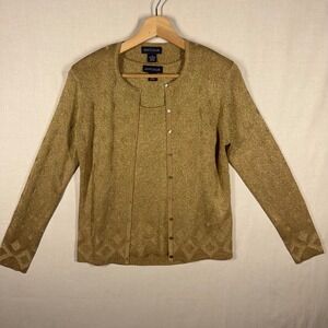 Ann Taylor Sweater Set Women S Formal Glam Metallic Gold Cardigan Twin Set Lurex